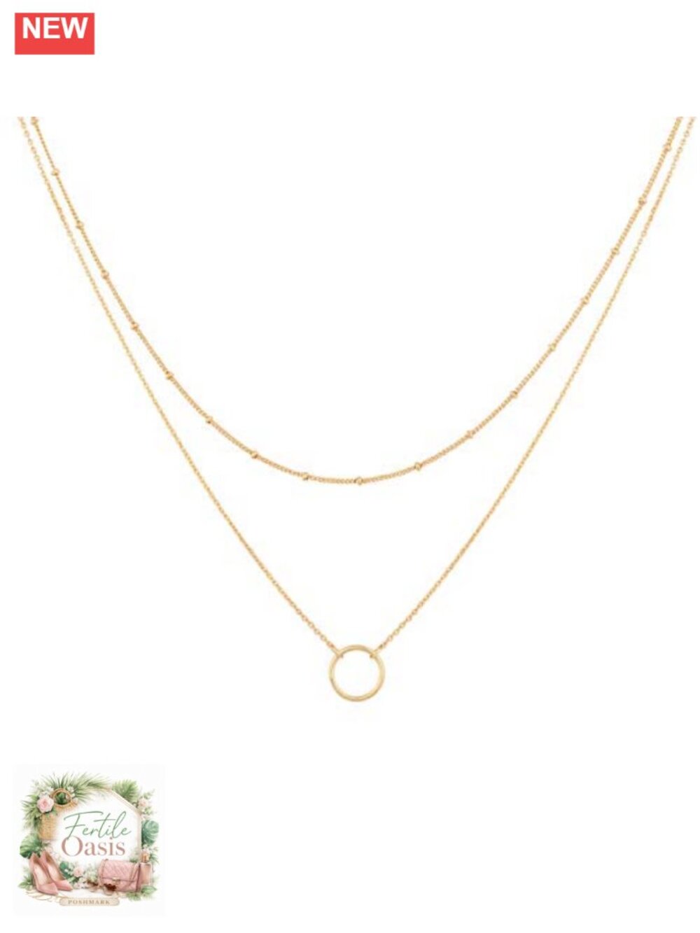 Layered Pendant Necklace Set 18K Gold Plated Brass Choker